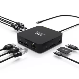 PORT dokovacia stanica USB-C 10v1, 2x4K Display Port, 5x USB-A, USB-C 85W PD, Ethernet, SD PORT dokovacia stanica USB-C 10v1, 2x4K Display Port, 5x USB-A, USB-C 85W PD, Ethernet, SD