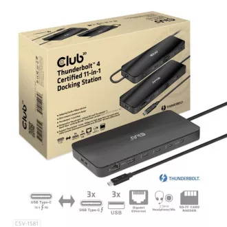 Club3D Dokovacia stanica USB-C 11v1, 2xDP, 3xUSB-C, 3xUSB, 1xRJ45, čítačka SD kariet, čierna