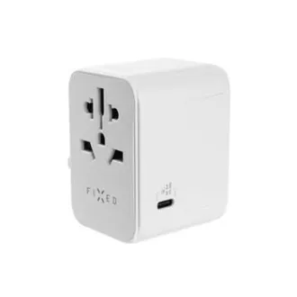FIXED cestovný adaptér pre EÚ, UK a USA/AUS, 3x USB-C + 2x USB A, GaN, PD 65W, biela FIXED cestovný adaptér pre EÚ, UK a USA/AUS, 3x USB-C + 2x USB A, GaN, PD 65W, biela