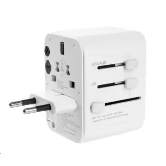 FIXED cestovný adaptér pre EÚ, UK a USA/AUS, 3x USB-C + 2x USB A, GaN, PD 65W, biela FIXED cestovný adaptér pre EÚ, UK a USA/AUS, 3x USB-C + 2x USB A, GaN, PD 65W, biela