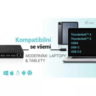 i-tec USB 3.0 / USB-C / Thunderbolt, 3x 4K Docking Station Gen 2 + PD 100W