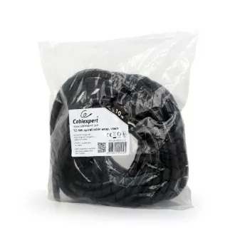 C-Tech CABLEXPERT sťahovacia špirála na káble, 12mm, 10 m, čierna