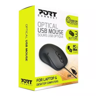 PORT optická myš Office budget PRO, 1000 DPI, čierna