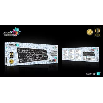 CONNECT IT DOODLE kancelárska drôtová bielo podsvietená USB klávesnica, CZ + SK verzia, ČIERNA