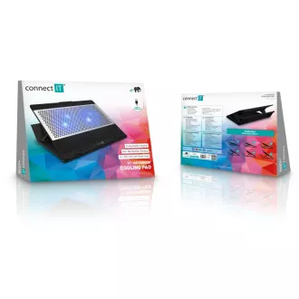 CONNECT IT FrostBlast chladiaca podložka pod notebook s modrým podsvietením, ČIERNA