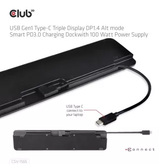Club3D Dokovacia stanica USB-C 14v1, 1xDP, 1xHDMI, 1xVGA, 2xUSB-C, 5xUSB, 1xRJ45, 1x3.5mm, sivá