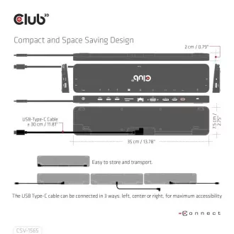 Club3D Dokovacia stanica USB-C 14v1, 1xDP, 1xHDMI, 1xVGA, 2xUSB-C, 5xUSB, 1xRJ45, 1x3.5mm, sivá