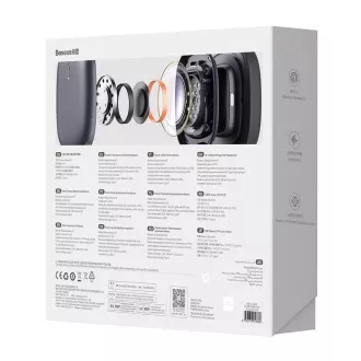 Baseus Bowie H2 TWS bezdrôtové slúchadlá cez hlavu Bluetooth 5.2, šedá