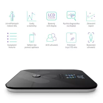 TrueLife FitScale W7 BT - Bioelektrická impedančná bluetooth váha - čierna TrueLife FitScale W7 BT - Bioelektrická impedančná bluetooth váha - čierna