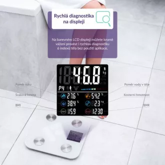TrueLife FitScale W7 BT - Bioelektrická impedančná bluetooth váha - biela