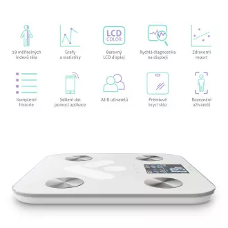 TrueLife FitScale W7 BT - Bioelektrická impedančná bluetooth váha - biela