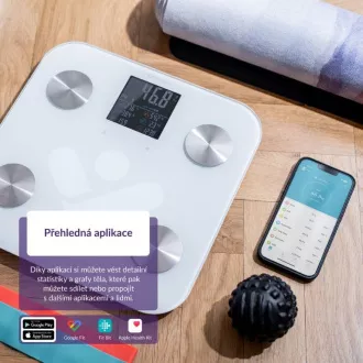 TrueLife FitScale W7 BT - Bioelektrická impedančná bluetooth váha - biela