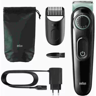 Braun BT3323 zastrihávač fúzov, 20 nastavení dĺžky, od 0, 5 do 10 mm, čistiaca kefka, čierna