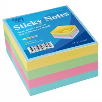 Bloček samolepiaci 75x75mm 4 pastel farby 4x100 listov Auro Bloček samolepiaci 75x75mm 4 pastel farby 4x100 listov Auro