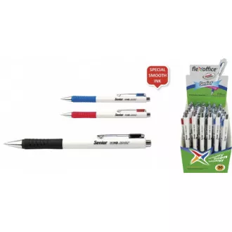 Guľôčkové pero Flexoffice Senior Hibiscus plast 0,7mm modré telo biele