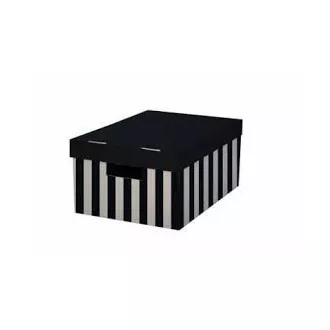 Archivačná krabica s vekom 28x37x18cm čierna kartónová nosnosť 5kg 2ks