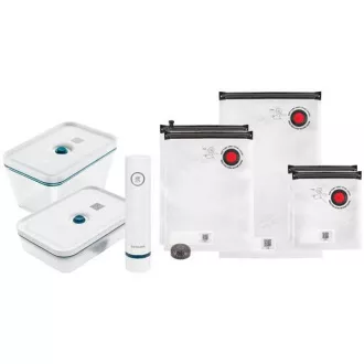 ZWILLING vákuová sada, sklenená nádoba, plastová nádoba, 5 sáčkov, vákuová pumpa, modrá - Fresh & Save