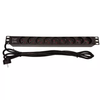 19" rozvodný panel LEXI-Net 9x230V, kábel 3m, 1U