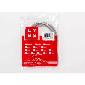 LYNX patch kábel Cat5E, UTP - 1, 5m, sivý