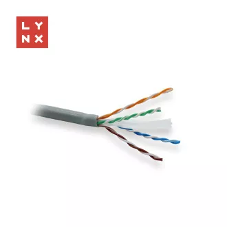 LYNX UTP kábel, Cat6, LSOH, celomedený, vnútorný, šedý, box 305m