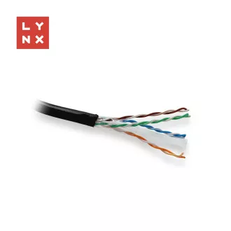 LYNX UTP kábel, Cat6, PE (Fca), celomedený, vonkajší, čierny, box 305m