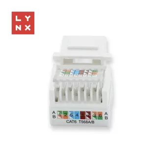 LYNX keystone UTP Cat6, samozarezávacia, 90stp., biely