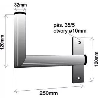 Držiak antény na stenu pri okne s pásom, pravé uchytenie, galvanický zinok, dĺžka 25cm, priemer 3, 2cm Držiak antény na stenu pri okne s pásom, pravé uchytenie, galvanický zinok, dĺžka 25cm, priemer 3, 2cm