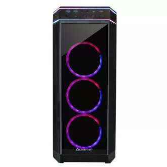 CHIEFTEC skriňa STALLION II, ATX, 1x USB-C 3.2, 2x USB 3.1, 1x USB 2.0, 4x 120mm RGB Fan, čierna
