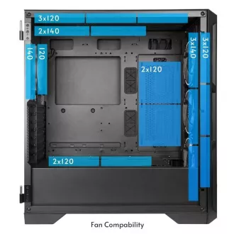 CHIEFTEC skriňa APEX LUMO, E-ATX, 1x USB-C 3.2, 2x USB 3.0, 4x 140mm ARGB Fan, ARGB Hub, čierna