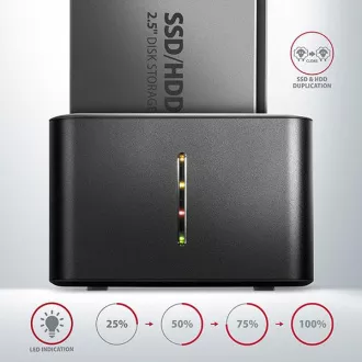 AXAGON ADSA-D25, USB 3.2 Gen 1 - 2x SATA 6G 2.5" SSD/HDD CLONE MINI dokovacia stanica AXAGON ADSA-D25, USB 3.2 Gen 1 - 2x SATA 6G 2.5" SSD/HDD CLONE MINI dokovacia stanica