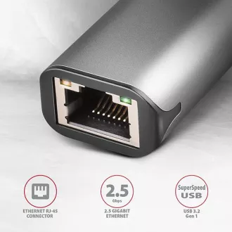 AXAGON ADE-25RC USB-C 3.2 Gen 1 - 2.5 Gigabit Ethernet sieťová karta, Realtek 8156, auto install, sivá AXAGON ADE-25RC USB-C 3.2 Gen 1 - 2.5 Gigabit Ethernet sieťová karta, Realtek 8156, auto install, sivá