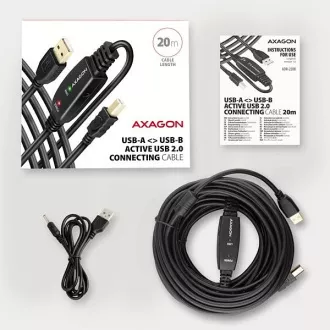AXAGON ADR-220B, USB 2.0 AM -> BM aktívny prepojovací / repeater kábel, 20m