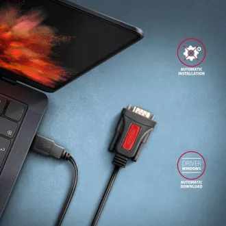 AXAGON ADS-1PSN, USB-A 2.0 - sériový RS-232 DB9-M Prolific adaptér / kábel 1.5m