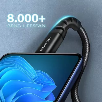 AXAGON BUCM-CM15AB, HQ kábel USB-C <-> USB-C, 1.5m, USB 2.0, PD 60W 3A, ALU, oplet, čierny