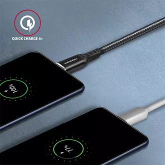 AXAGON BUCM-CM15AB, HQ kábel USB-C <-> USB-C, 1.5m, USB 2.0, PD 60W 3A, ALU, oplet, čierny