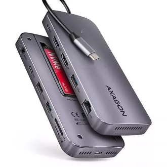 AXAGON HMC-12GM2, USB 10Gbps húb, 3x USB-A, USB-C, HDMI, DP, RJ-45 GLAN, M.2, SD/mSD, audio, PD 100W, kábel USB-C 50cm AXAGON HMC-12GM2, USB 10Gbps húb, 3x USB-A, USB-C, HDMI, DP, RJ-45 GLAN, M.2, SD/mSD, audio, PD 100W, kábel USB-C 50cm