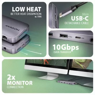 AXAGON HMC-12GM2, USB 10Gbps húb, 3x USB-A, USB-C, HDMI, DP, RJ-45 GLAN, M.2, SD/mSD, audio, PD 100W, kábel USB-C 50cm AXAGON HMC-12GM2, USB 10Gbps húb, 3x USB-A, USB-C, HDMI, DP, RJ-45 GLAN, M.2, SD/mSD, audio, PD 100W, kábel USB-C 50cm