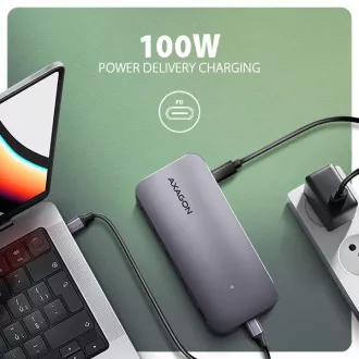 AXAGON HMC-12GM2, USB 10Gbps húb, 3x USB-A, USB-C, HDMI, DP, RJ-45 GLAN, M.2, SD/mSD, audio, PD 100W, kábel USB-C 50cm AXAGON HMC-12GM2, USB 10Gbps húb, 3x USB-A, USB-C, HDMI, DP, RJ-45 GLAN, M.2, SD/mSD, audio, PD 100W, kábel USB-C 50cm
