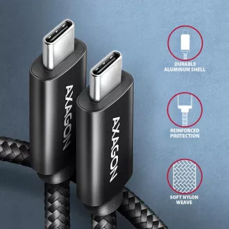 AXAGON BUCM4X-CM10AB NewGEN+ kábel USB-C <-> USB-C, 1m, USB4 Gen 3×2, PD 240W 5A, 8K HD, ALU, oplet, čierny