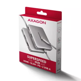AXAGON HMC-5HL USB 5Gbps húb, 2x USB-A, HDMI 4k/60Hz, RJ-45 GLAN, PD 100W, kábel USB-C 20cm AXAGON HMC-5HL USB 5Gbps húb, 2x USB-A, HDMI 4k/60Hz, RJ-45 GLAN, PD 100W, kábel USB-C 20cm