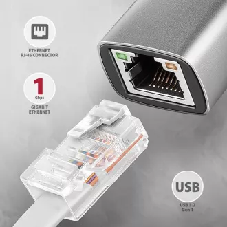 AXAGON ADE-TXCA, USB-C + USB-A 3.2 Gen 1 - Gigabit Ethernet sieťová karta, Asix AX88179, auto inštal