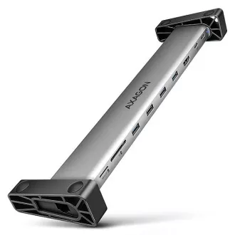 AXAGON HMC-10HLS, USB 5Gbps húb, 4x USB-A, HDMI 4k/60Hz, RJ-45 GLAN, SD/mSD, PD 100W, kábel USB-C 25cm
