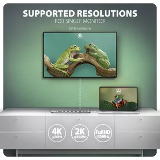 AXAGON HMC-10HLS, USB 5Gbps húb, 4x USB-A, HDMI 4k/60Hz, RJ-45 GLAN, SD/mSD, PD 100W, kábel USB-C 25cm