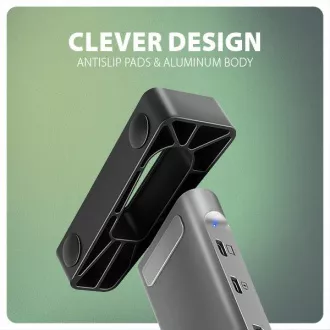 AXAGON HMC-10HLS, USB 5Gbps húb, 4x USB-A, HDMI 4k/60Hz, RJ-45 GLAN, SD/mSD, PD 100W, kábel USB-C 25cm