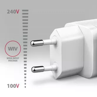 AXAGON ACU-DPQ65W, GaN nabíjačka do siete 65W, 3x port (USB-A + dual USB-C), PD3.0/QC4+/PPS/Apple, biela