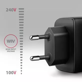 AXAGON ACU-PQ45 GaN nabíjačka do siete 45W, 2x port (USB-A + USB-C), PD3.0/PPS/QC4+/SFC 2.0/AFC/Apple