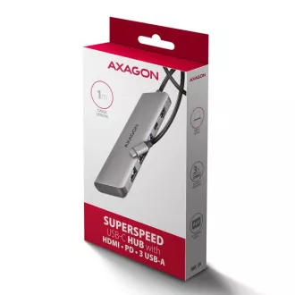AXAGON HMC-5H, USB 5Gbps húb, 3x USB-A, HDMI 4k/30Hz, PD 100W, kábel USB-C 100cm AXAGON HMC-5H, USB 5Gbps húb, 3x USB-A, HDMI 4k/30Hz, PD 100W, kábel USB-C 100cm