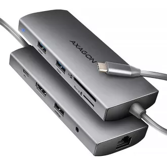 AXAGON HMC-8HLSA, USB 5Gbps húb, 3x USB-A, HDMI 4k/60Hz, RJ-45 GLAN, SD/microSD, audio, PD 100W, kábel USB-C 20cm AXAGON HMC-8HLSA, USB 5Gbps húb, 3x USB-A, HDMI 4k/60Hz, RJ-45 GLAN, SD/microSD, audio, PD 100W, kábel USB-C 20cm