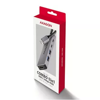 AXAGON HMC-5H60, USB 5Gbps húb, porty 2x USB-A, 1x USB-C, HDMI 4k/60, PD 100W, kábel USB-C 15cm