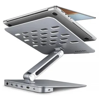 AXAGON HMC-STND, stojan pre 10"-17" notebooky, USB 5Gbps húb, 3x USB-A, HDMI 4k/60Hz, RJ-45, PD 100W, kábel USB-C 60cm - Použité